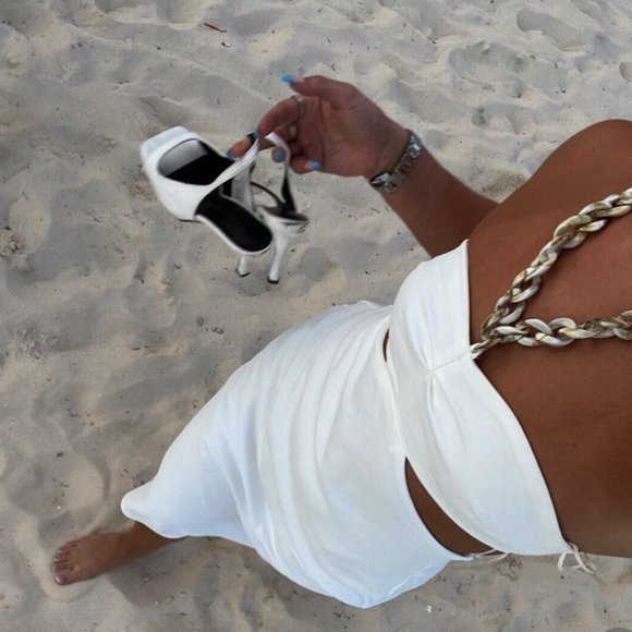 LAST ONE! BLOGGER'S FAVE! Zara Cut Out Dress White Sz XS, M NWT - Picture 7 of 17